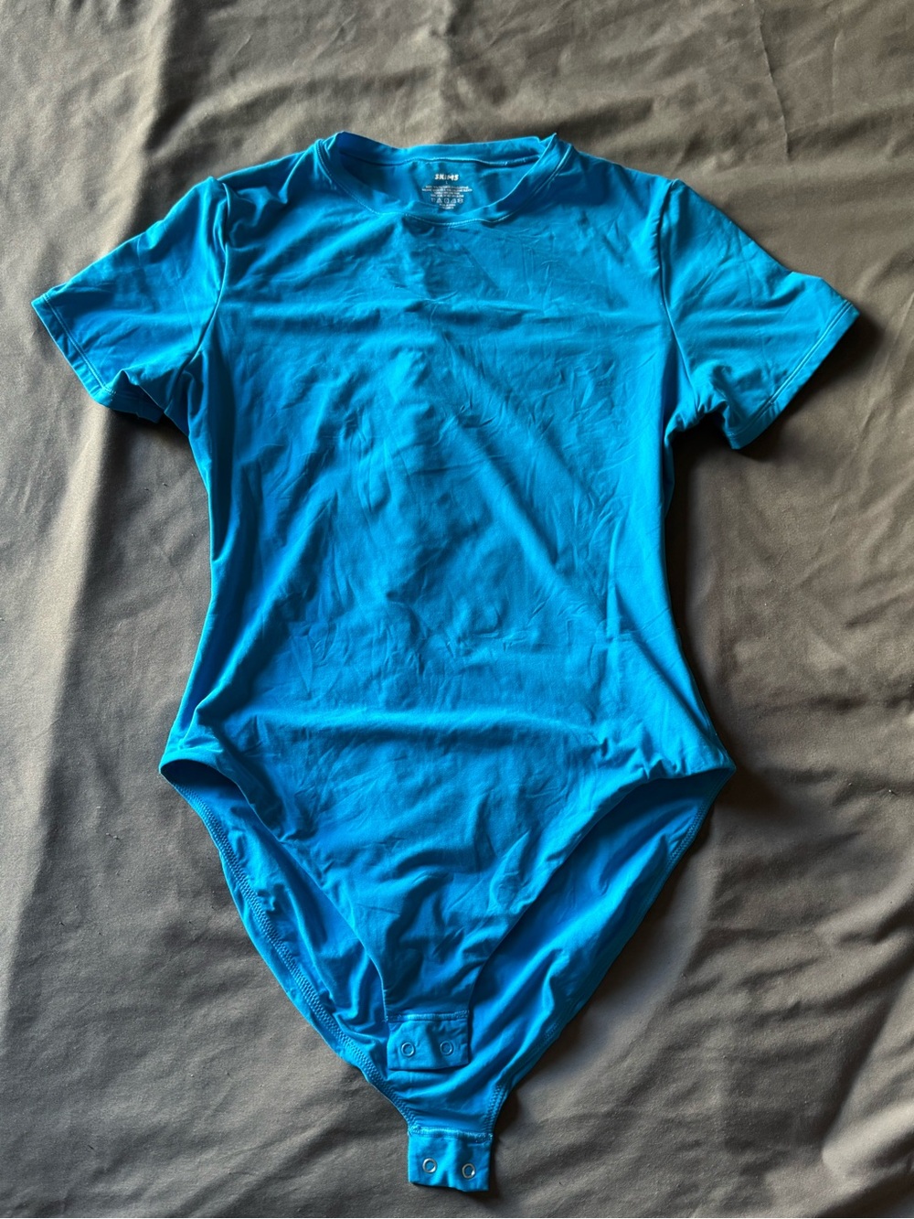 SKIMS BRIGHT BLUE CREW NECK SHORT SLEEVE BODYSUIT